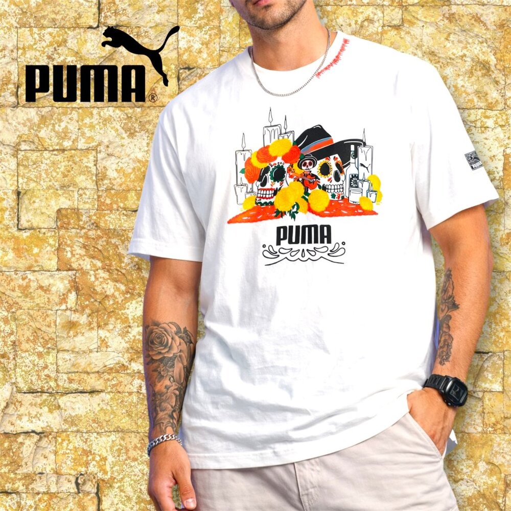PUMA Classics Limited Edition T-Shirt: Dia de Muertos (White-LARGE)